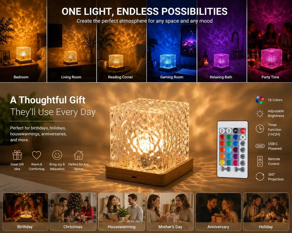 VibeCube-Ocean Wave Crystal Lamp